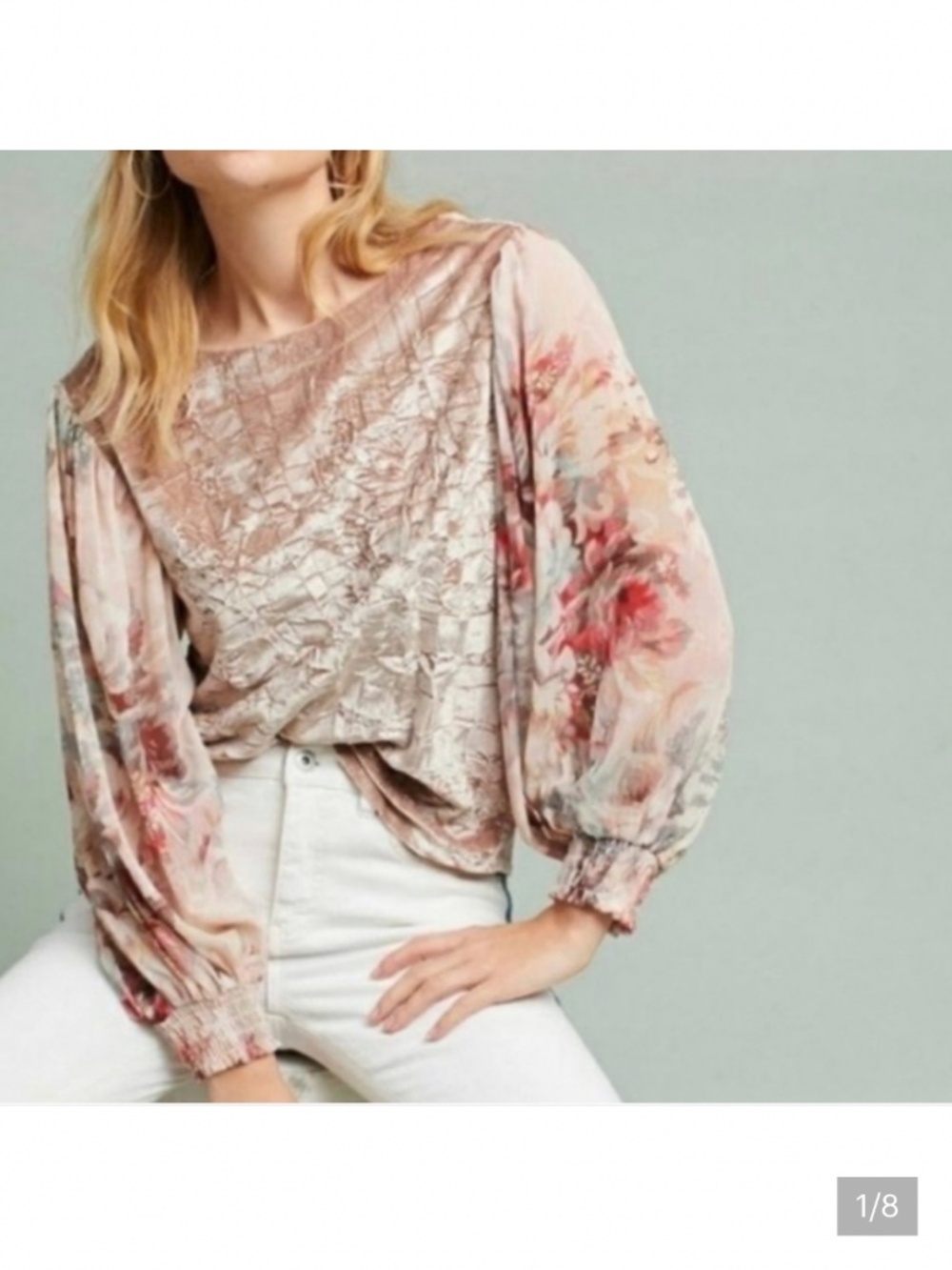 Anthropologie Meadow Rue Belvet and Floral Top, size L